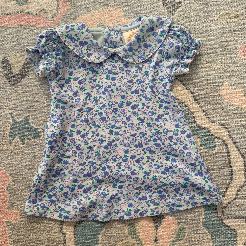 Floral Print Baby Dress with Peter Pan Collar